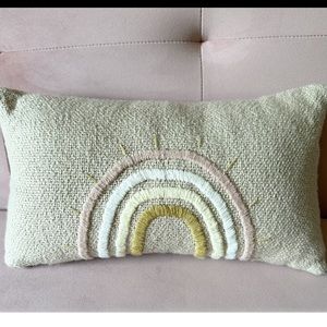 wild wawa embroidered rainbow pillow